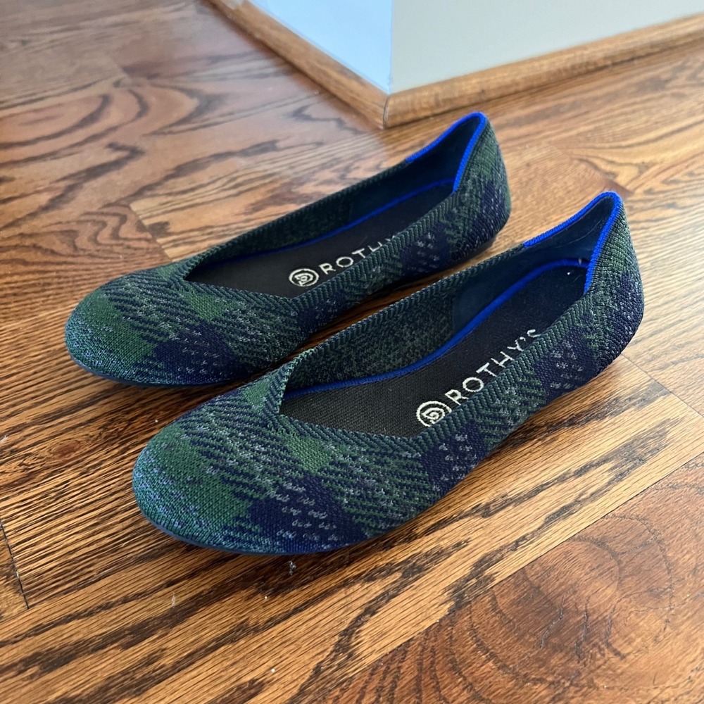 Rothys The Flat Flats in Discontinued Forest Tartan Plaid Color Way Womens 8 - Picture 9 of 15